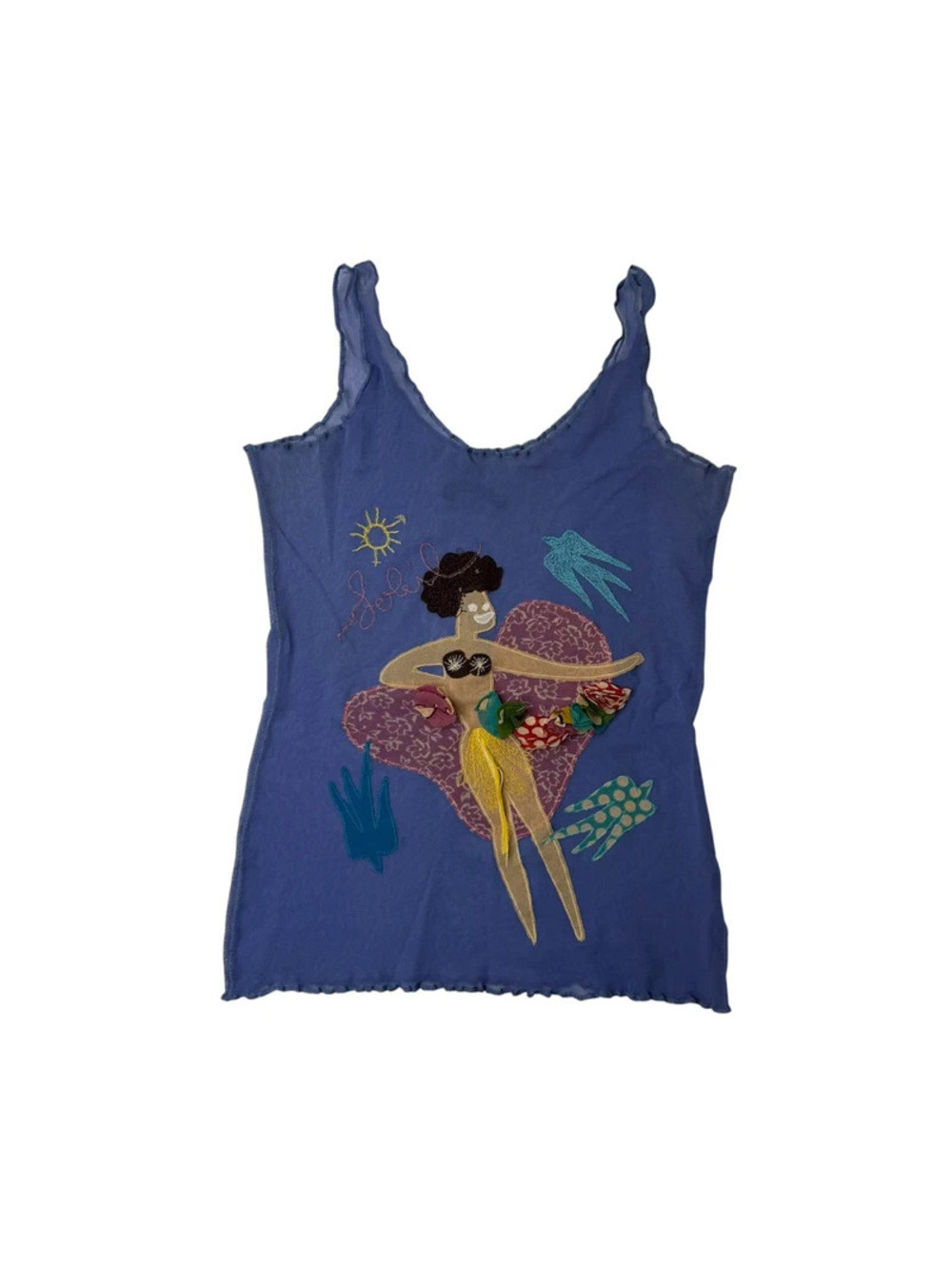 Rare Jean Paul Gaultier Soleil Mesh Tank Top Hawaiian Girl
